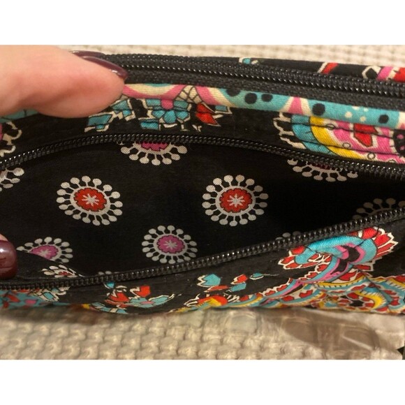 Vera Bradley Colorful Wallet Wristlet Top Zip w/ Wrist Strap 6 Credit Card Slots - Picture 4 of 12